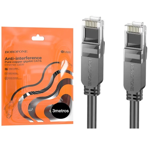 [4040300925] Borofone BUS01 Cable Ethernet Gigabit Cat. 6 3 metros Negro