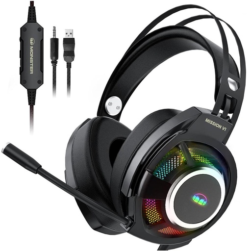 [4010101508] Auricular Gaming Monster Mission V1 Negro