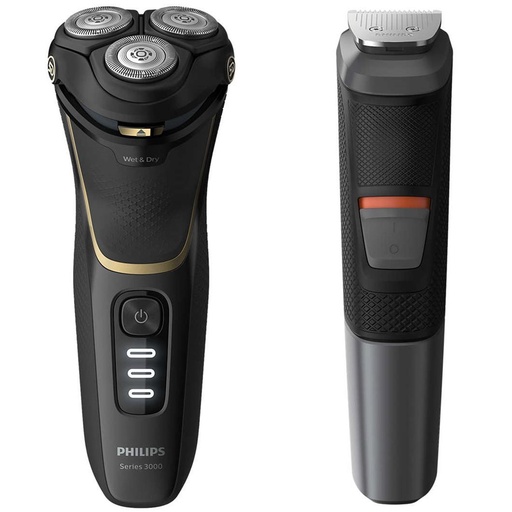 [4070200344] Philips Afeitadora S3333/58 Wet & Dry Pack con Trimmer 6-1