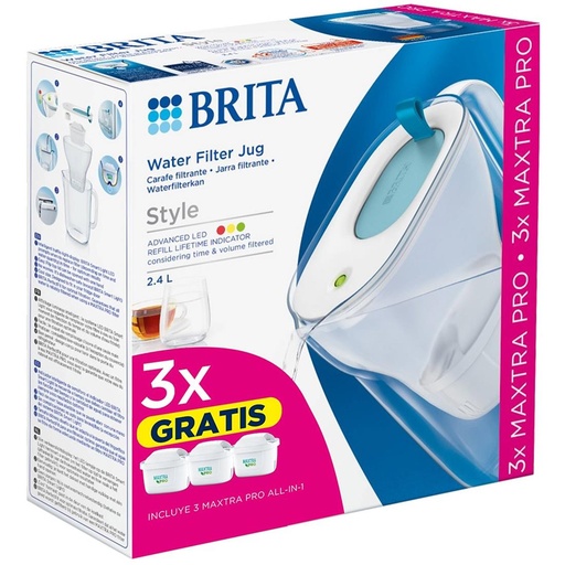 [4070500120] Brita Style Jarra Filtrante Azul con 3 Filtros Maxtra Pro