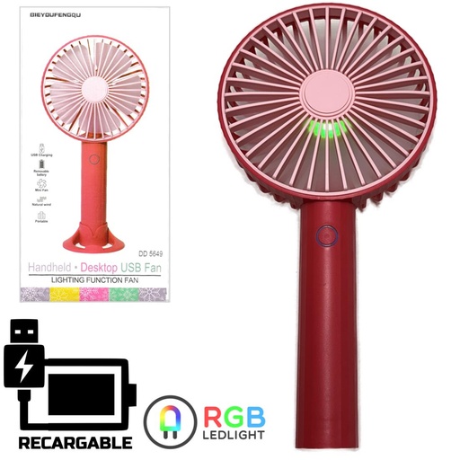 [4070110102] Ventilador DD5649 Mini Recargable Rojo