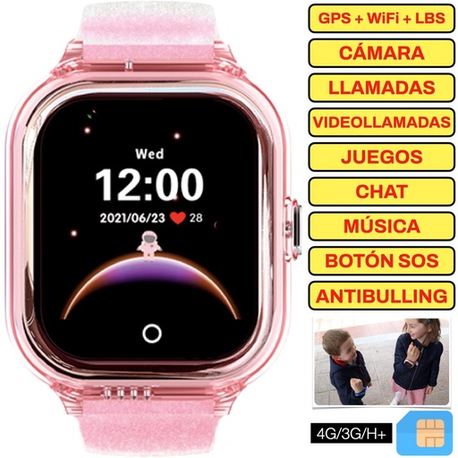 [4000300378] SaveFamily Reloj Enjoy Smartwatch para niños con 4G y GPS Rosa