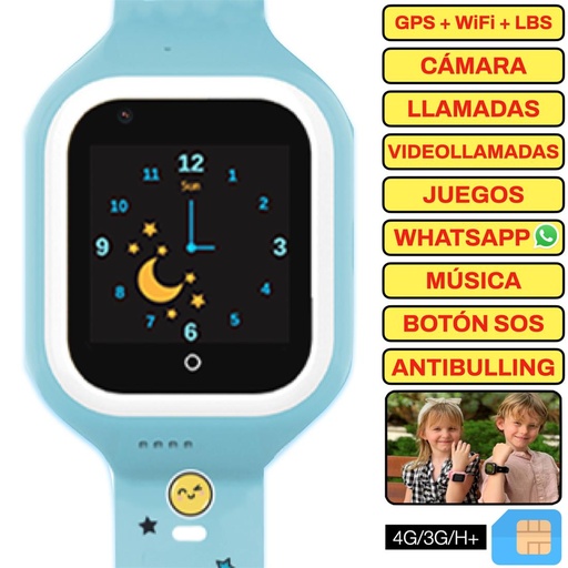 [4000300286] SaveFamily Reloj Iconic 4G Plus Kids Wonderful Azul - Reloj con Localizador