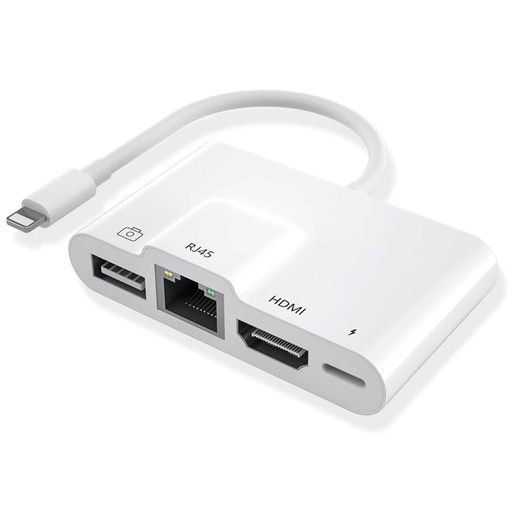 [4030400319] Adaptador Compatible Lightning a Ethernet, HDMI y USB  (THT-022)