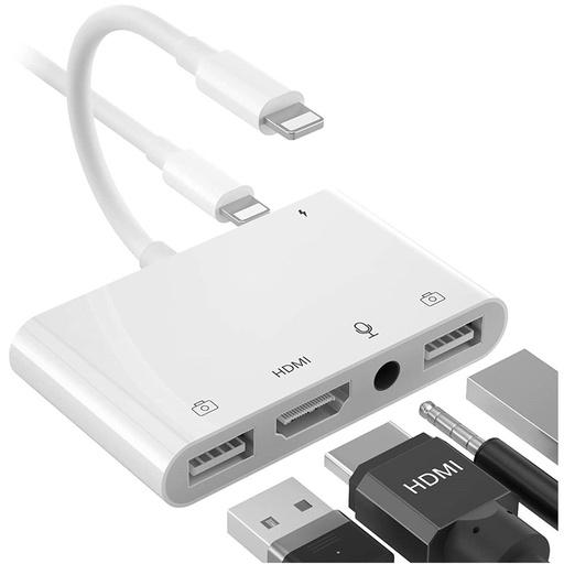 [4030400320] Adaptador Compatible Lightning a HDMI, 2xUSB y Jack (THT-025)