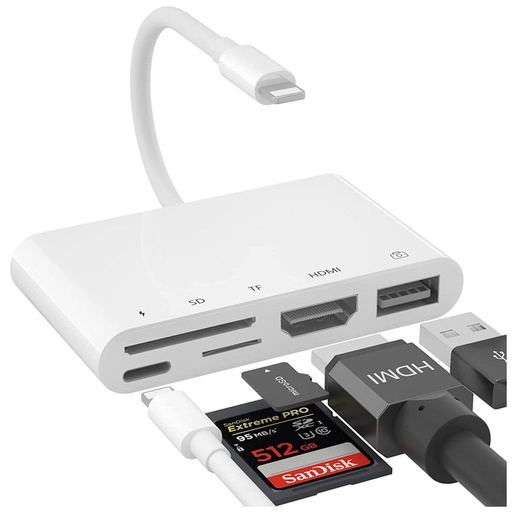 [4030400316] Adaptador Compatible Lightning a HDMI, Tarjetas y USB (THT-020+)