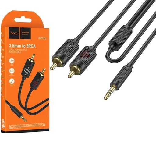 [4040300939] Cable de Audio Jack 3.5mm a Doble RCA 1.5 Metros Hoco UPA28 Negro